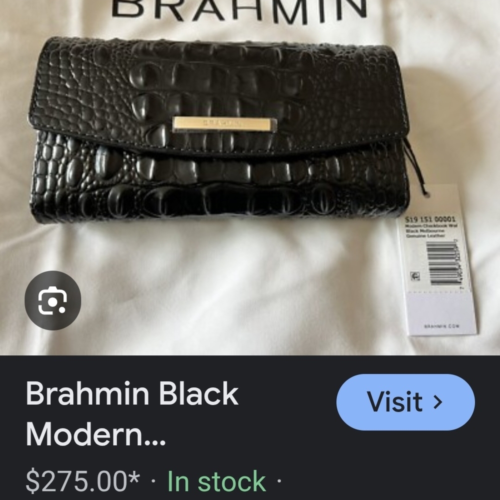 Brahmin Black Embossed Leather Clutch
